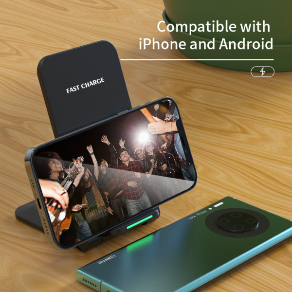 Wireless Charging Stand with Fast 10W/15W Power and Type-C Docking, Compatible with Android and IOS - Image 3